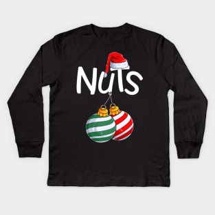 Chest Nuts Matching Funny Christmas Couples Chestnuts Chest Kids Long Sleeve T-Shirt